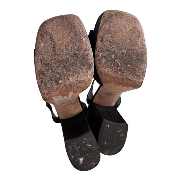 Coach Nicolette Sandal Gold Chain Black Suede 4.75"Block Heel 1.25"Platform-9.5 - Picture 6 of 8